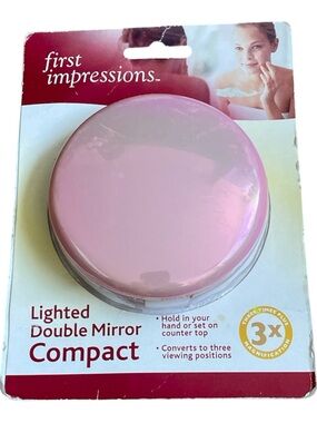 First Impressions Pink Lighted Double Mirror Compact New Sealed